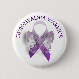 Macaron Rond 5 Cm Fibromyalgie Guerrier Purple Sensibilisation Ruban