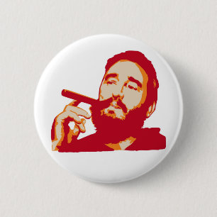 Macaron Rond 5 Cm Fidel Castro avec le bouton de portrait de cigare