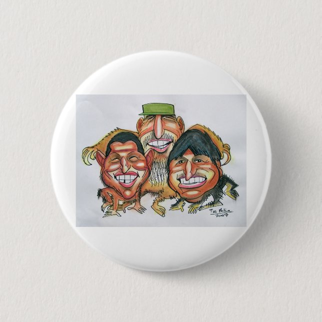 Macaron Rond 5 Cm Fidel Castro, Hugo Chavez, moraux d'evo (Devant)
