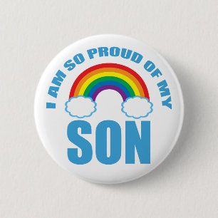 Macaron Rond 5 Cm Fier de mon fils Gay pride arc-en-ciel Parent