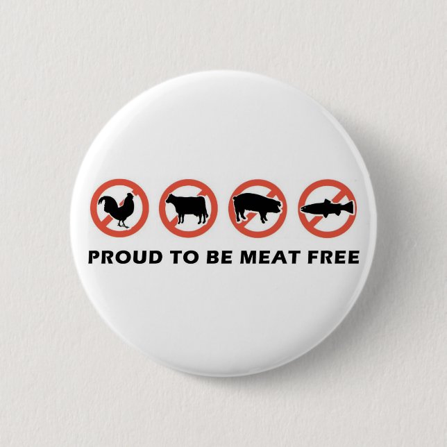 Macaron Rond 5 Cm Fier d'être bouton végétarien libre de viande (Devant)