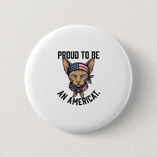 Macaron Rond 5 Cm Fier d'être un T-shirt de chat patriotique américa