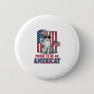 Macaron Rond 5 Cm Fier d'être un T-shirt de chat patriotique américa