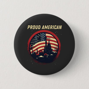 Macaron Rond 5 Cm Fier drapeau américain, drapeau américain