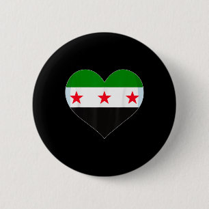 Macaron Rond 5 Cm Fier drapeau syrien Vintage sans Syrie Heart Love