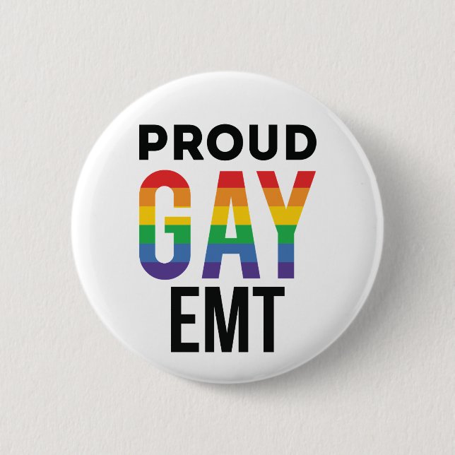 Macaron Rond 5 Cm Fier Gay EMT Technicien Médicale d'urgence (Devant)