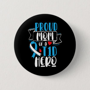 Macaron Rond 5 Cm Fier Maman D'Un Héros T1D Type 1 Diabète Maman Acc