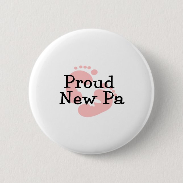 Macaron Rond 5 Cm Fier Nouveau Papa Baby Girl Empreintes (Devant)
