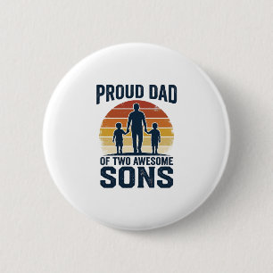 Macaron Rond 5 Cm Fier papa de deux fils géniaux design de t-shirt v