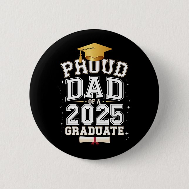 Macaron Rond 5 Cm Fier Papa D'Un Diplôme Familial De 2025 (Devant)