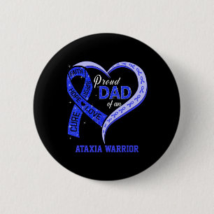 Macaron Rond 5 Cm Fier Papa D'Un Guerrier Ataxia Bleu Ribbon Matchin