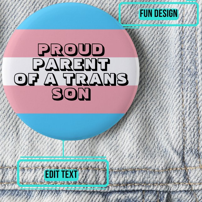 Macaron Rond 5 Cm Fier parent d'un fils trans (Please enjoy our LGBTQ+ ally products)
