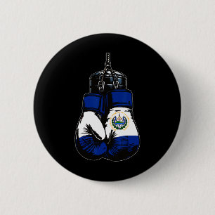 Macaron Rond 5 Cm Fier Patrimoine El Salvador Drapeau Gants en Boxe