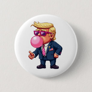 Macaron Rond 5 Cm Fier Pixel Trump Président Jour d'inauguration Mag