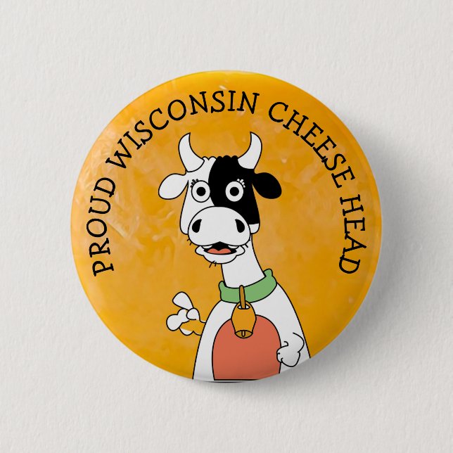 Macaron Rond 5 Cm Fier Wisconsin Tête de fromage Bouton (Devant)