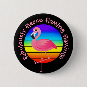 Macaron Rond 5 Cm Fierce Fabully Flambant Flamant rose Pride