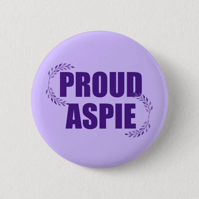 Macaron Rond 5 Cm Fière Aspie Joli Syndrome d'Asperger Violet (Devant)