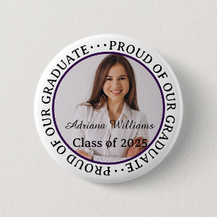 Macaron Rond 5 Cm Fière de notre Graduate 2025 Modern Graduation Pho