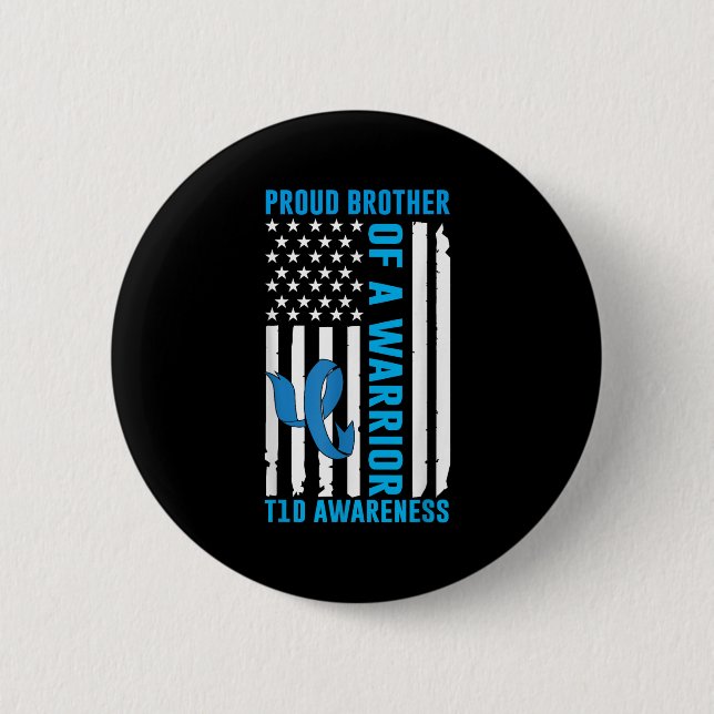 Macaron Rond 5 Cm Fière Frère D'Un Guerrier T1D Sensibilisation Au D (Devant)