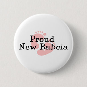 Macaron Rond 5 Cm Fière nouvelle empreinte de pied de bébé Babcia