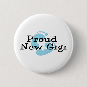 Macaron Rond 5 Cm Fière Nouvelle Empreinte de Pied de Bébé Garçon Gi