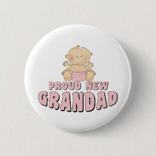 Macaron Rond 5 Cm Fière nouvelle    Grand-père Fille