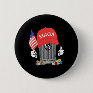 Macaron Rond 5 Cm Fière poubelle Trump Supporter Trash Can Cartoon F