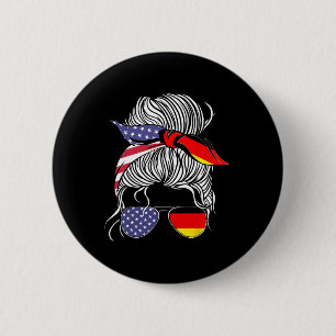 Macaron Rond 5 Cm Fierté allemande américaine femme fille drapeau