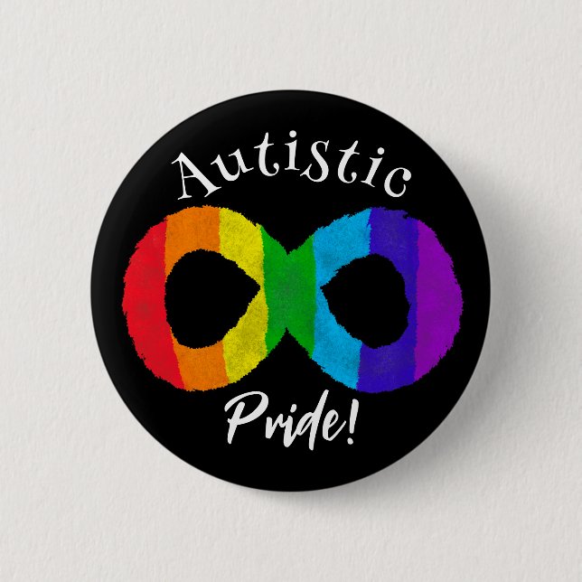 Macaron Rond 5 Cm Fierté autistique Neurodiversité Autisme Rainbow B (Devant)