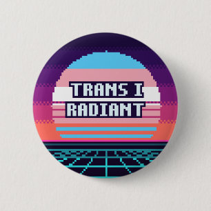 Macaron Rond 5 Cm Fierté catalane radieuse Trans Pixel Bouton