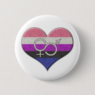 Macaron Rond 5 Cm Fierté des fluides de genre Coeur