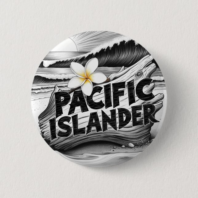 Macaron Rond 5 Cm Fierté des îles du Pacifique (Devant)