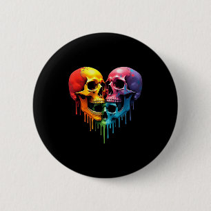 Macaron Rond 5 Cm Fierté LGBT Halloween Horreur Squelette Crâne Arc-