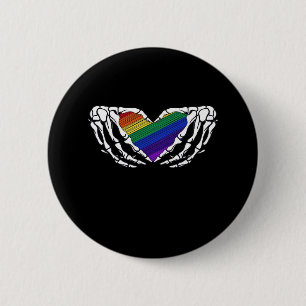 Macaron Rond 5 Cm Fierté - Squelette Mains Tenant Coeur Classique