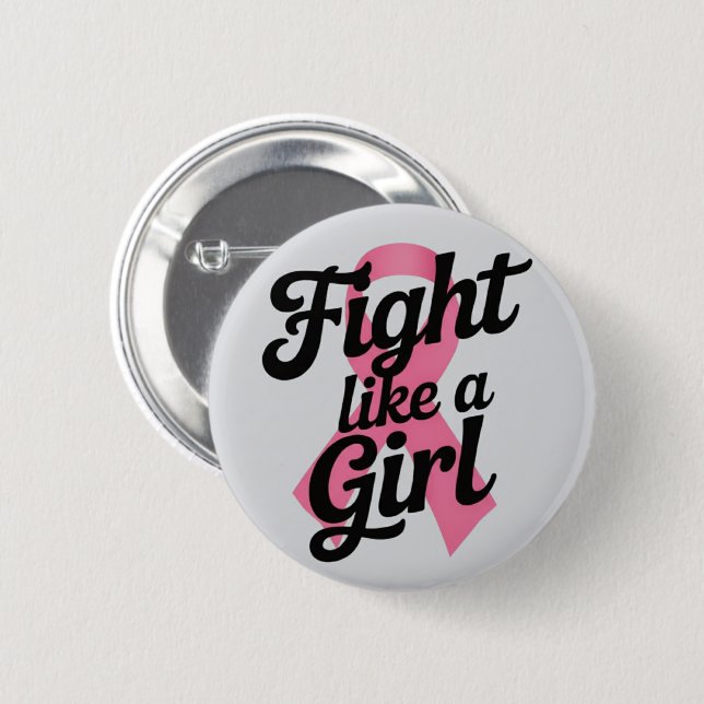 Macaron Rond 5 Cm Fight Like a Girl | Breast Cancer Awareness Design (Devant & derrière)