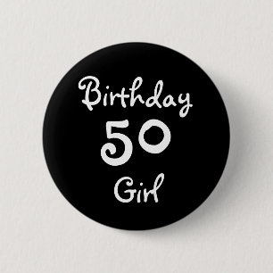 Macaron Rond 5 Cm Fille 50 d'anniversaire