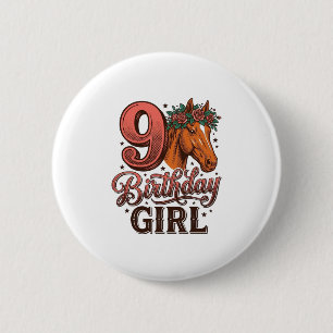 Macaron Rond 5 Cm Fille 9 ans Cheval Floral Design Vintage