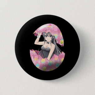 Macaron Rond 5 Cm Fille Anime Mignonne Lapin de Pâques Œuf Mignonne