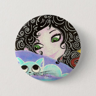 Macaron Rond 5 Cm fille au chat 1