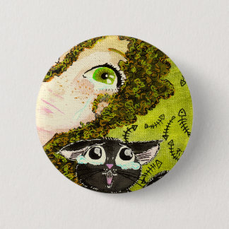 Macaron Rond 5 Cm fille au chat 2