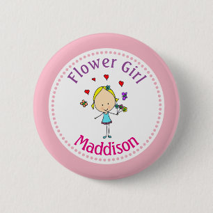 Macaron Rond 5 Cm Fille aux fleurs personnalisée