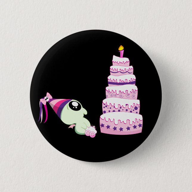 Macaron Rond 5 Cm Fille Cthulhu d'anniversaire (Devant)