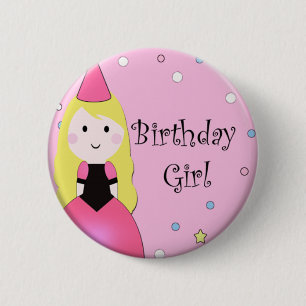 Macaron Rond 5 Cm Fille d'anniversaire
