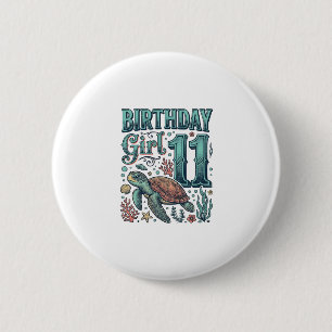 Macaron Rond 5 Cm Fille d'anniversaire 11 Tortue de mer Gravure vint