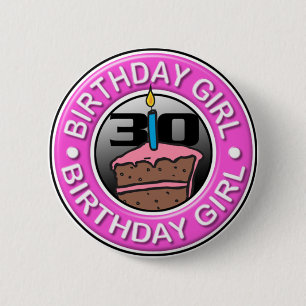 Macaron Rond 5 Cm Fille d'anniversaire 30 années de bouton