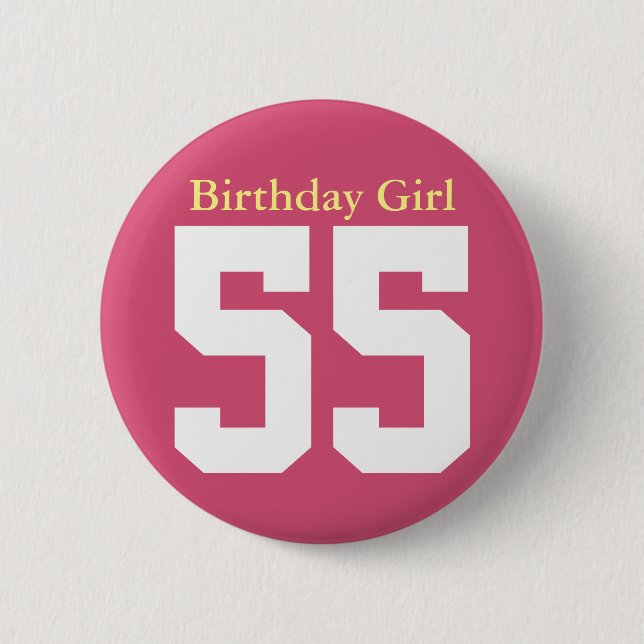 Macaron Rond 5 Cm Fille d'anniversaire 55 (Devant)