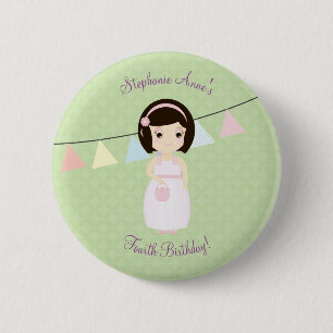 Macaron Rond 5 Cm Fille d'anniversaire à la table cadeau
