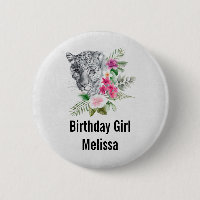 Fille d'anniversaire Belle Tête de léopard Aquarel