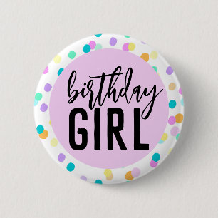 Macaron Rond 5 Cm Fille d'anniversaire Confetti