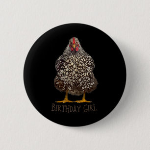 Macaron Rond 5 Cm Fille d'anniversaire de poulet Propriétaire de pou